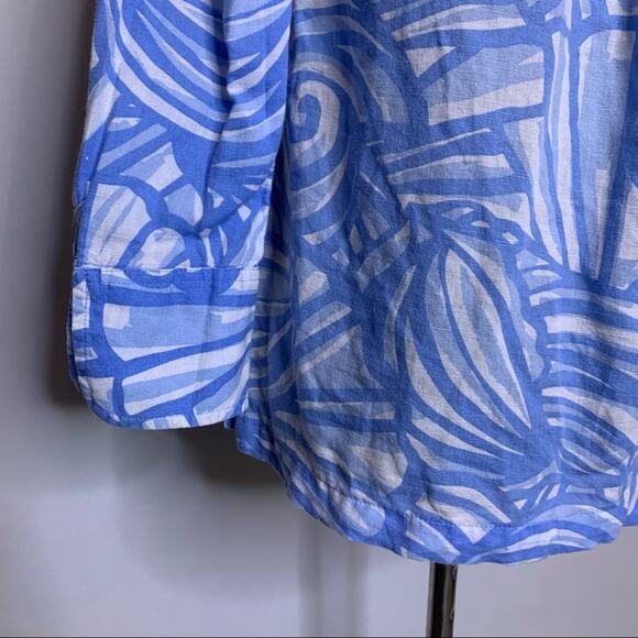 Vineyard Vines blue white seashell linen blend popover top size XS - Picture 7 of 10